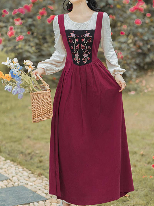 Burgundy Bloom Midi Dress